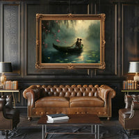 Romantic Rowboat Scene: Dreamy Impressionist Lake Poster