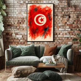 Radiant Abstract Tunisian Flag Interpretation Evoking Wanderlust Home Decor Art Poster