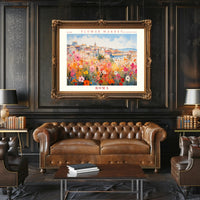 Vibrant Flower Market in Italy Travel Poster