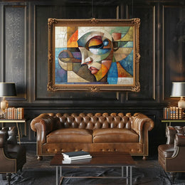 Cubist Abstract Face Art Poster: Vibrant Modern Design