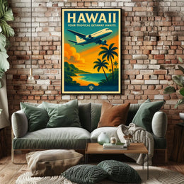 Hawaii Tropical Adventure Vintage Travel Poster