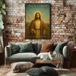 Jesus Christ Serenity in Pastoral Landscape Religious Poster