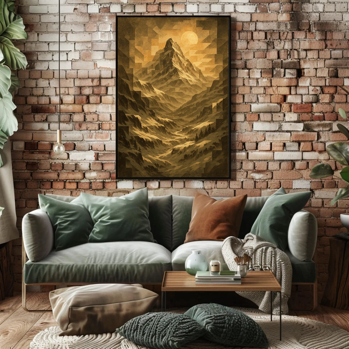 Geometric Mountain Landscape Poster