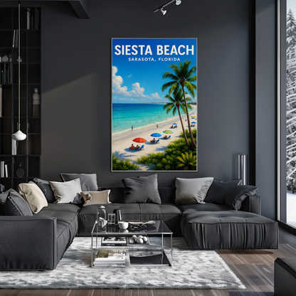 Siesta Beach Sarasota Florida Palm Coast Poster Poster
