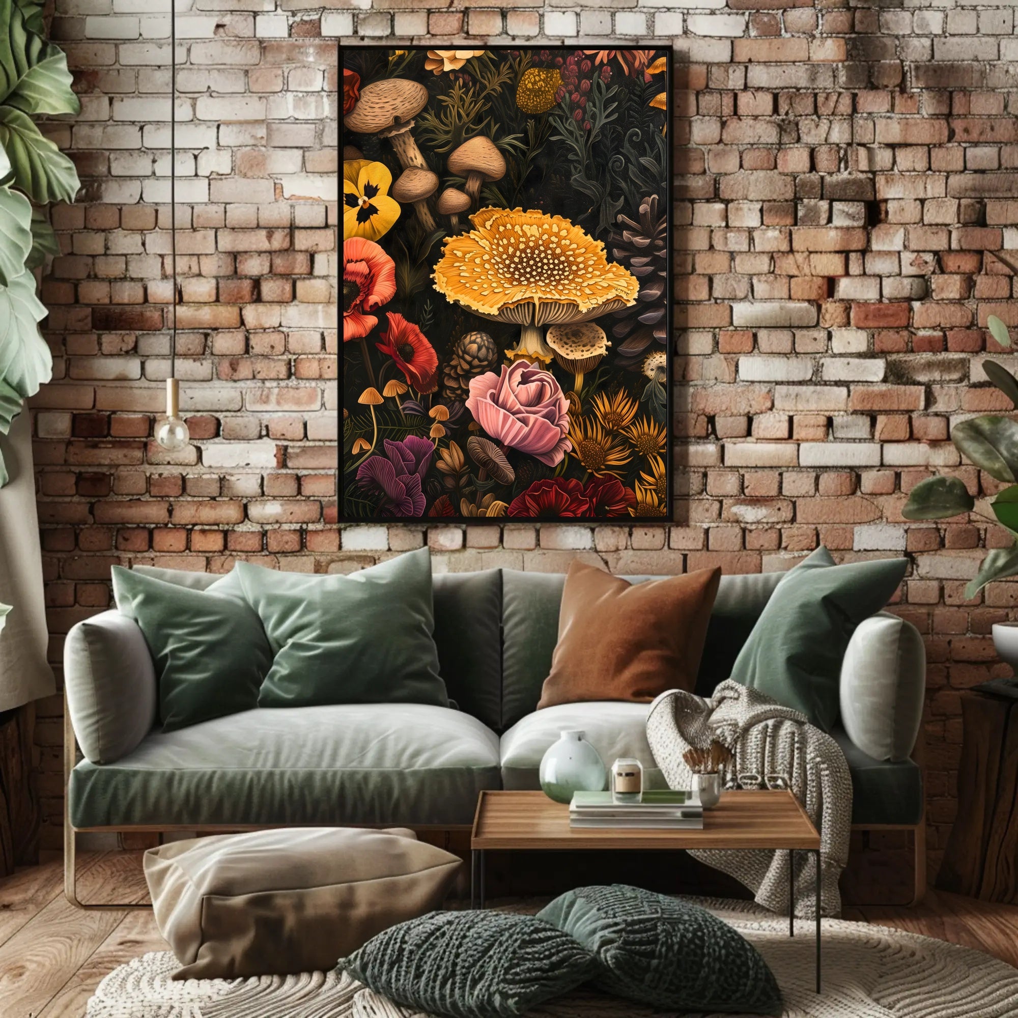 Botanical Mushroom Illustration Educational or Infographic Poster