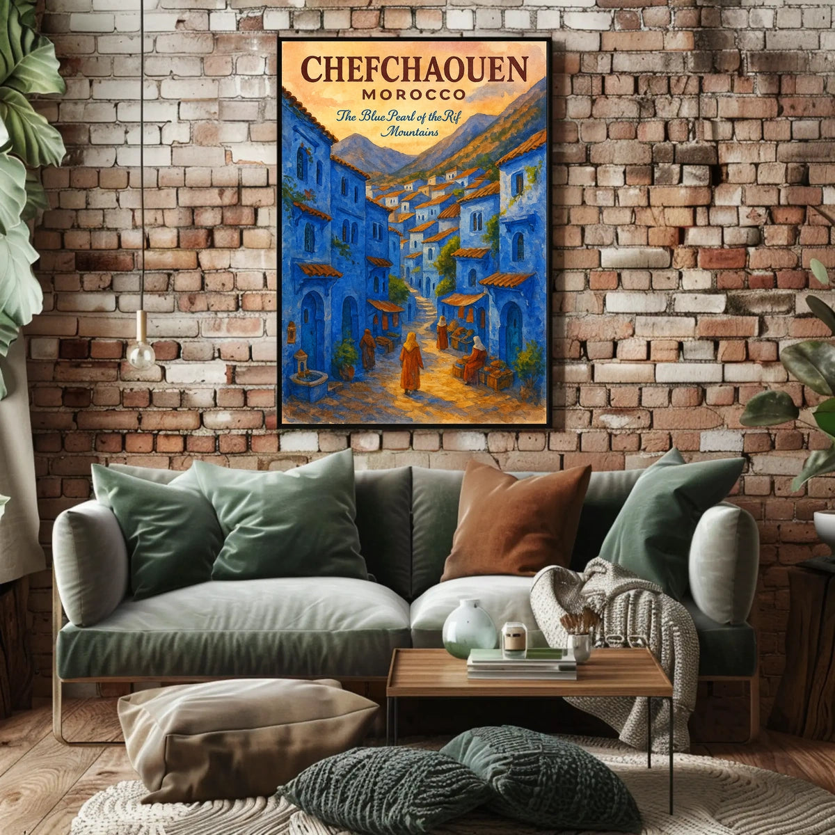 Chefchaouen Watercolor Poster: Blue Pearl Serenity
