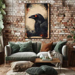 Raven with Red Eyes Artistic Animal Poster
