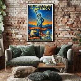 The United States of America Land of Freedom and Opportunity Poster PosterGoat
