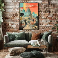 Urban Vibrance: Classic Meets Modern Architectural Travel Poster
