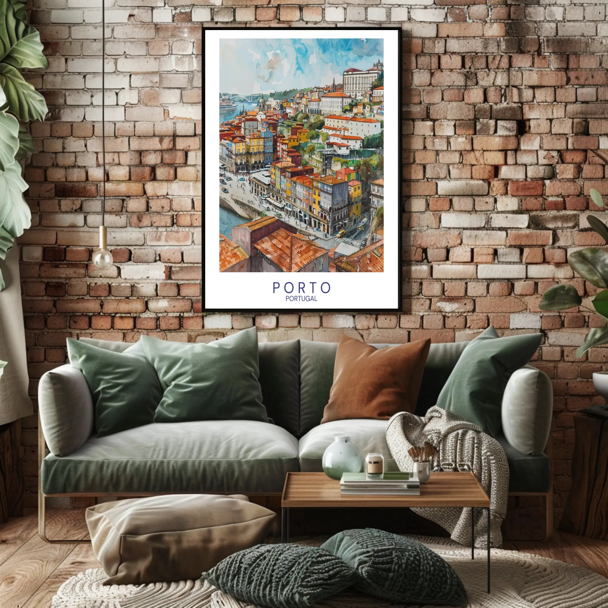 Porto Riverbank Urban Landscape Watercolor Illustration Travel Poster PosterGoat