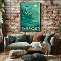 Amalfi Coast Futuristic Fantasy Poster
