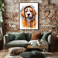 Hoodie Pup Watercolor Poster Print Wall Art