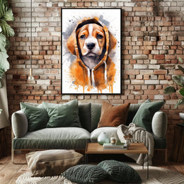 Hoodie Pup Watercolor Poster Print Wall Art