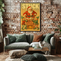Santa Stuck in Chimney Christmas Poster Art