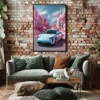 Futuristic Drive in a Surreal Landscape Poster PosterGoat