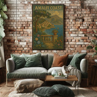 Amalfi Coast Poster Wall Art 18x24 Inches Ocean View