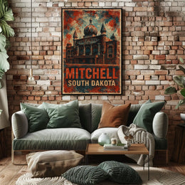 Mitchell South Dakota Scenic Vintage Wanderlust Poster