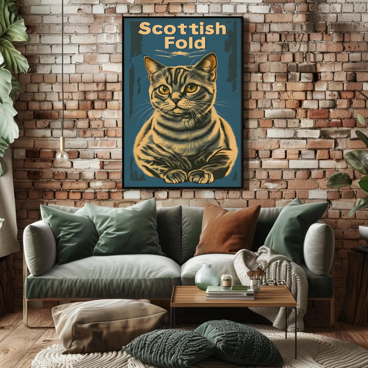 Scottish Fold Cat Artwork Minimalist Studio Poster