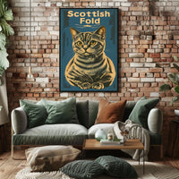 Scottish Fold Cat Artwork Minimalist Studio Poster
