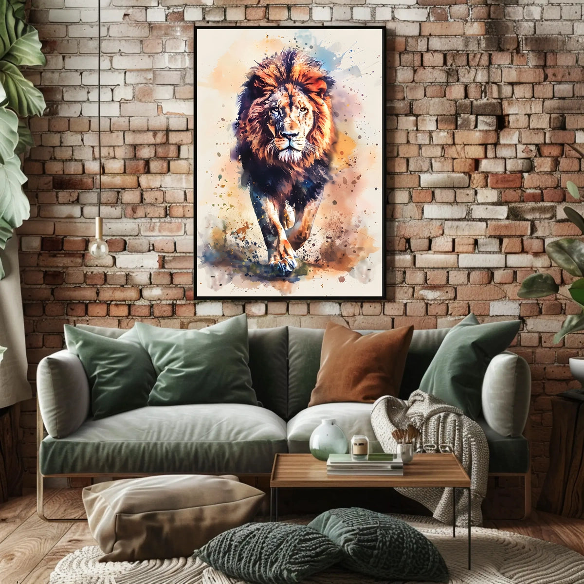Majestic Lion in Watercolor Poster