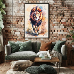 Majestic Lion in Watercolor Poster