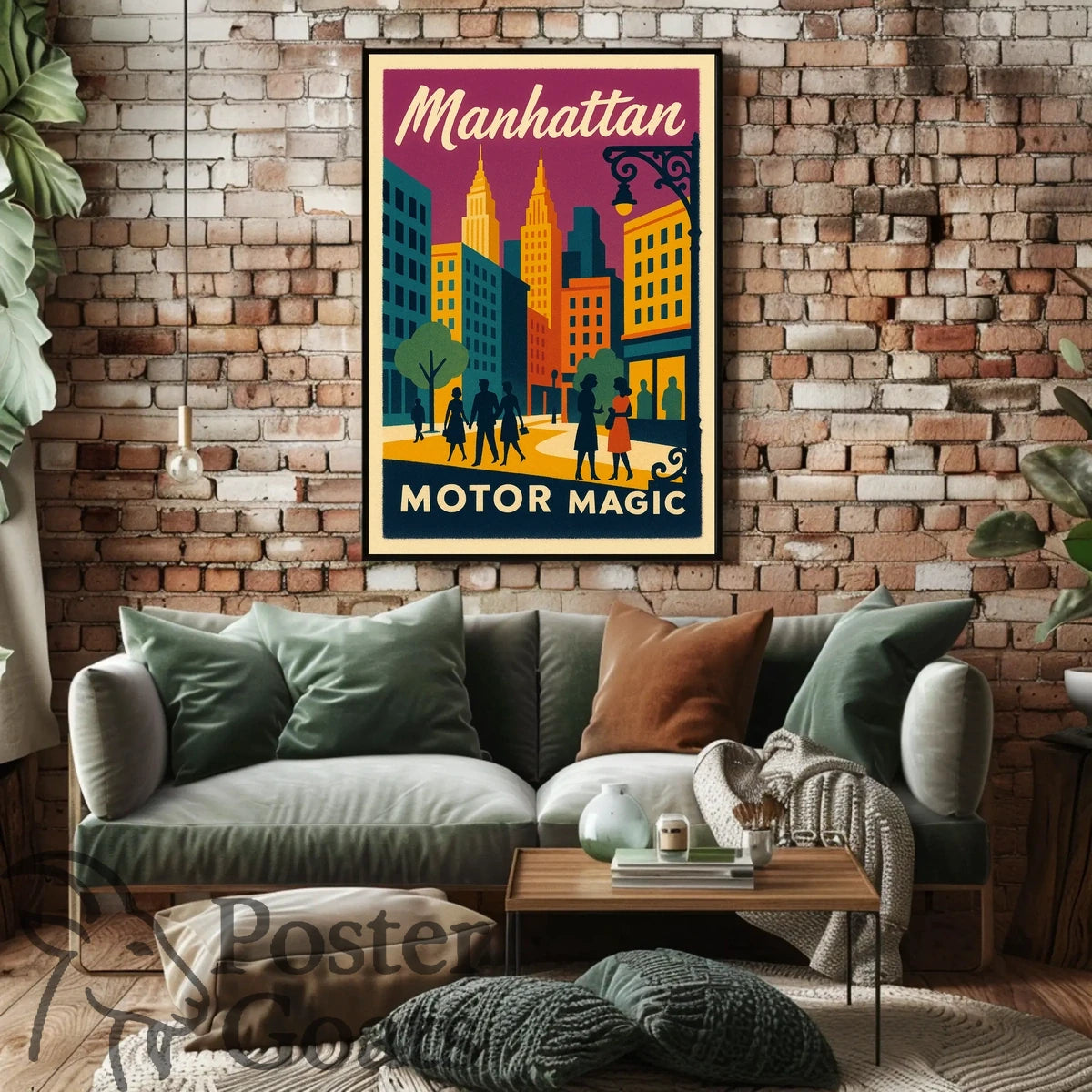 Manhattan's Retro Vibe: Vintage Urban Cityscape Travel Poster