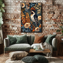 Vibrant Woodpecker Illustration Artistic Poster