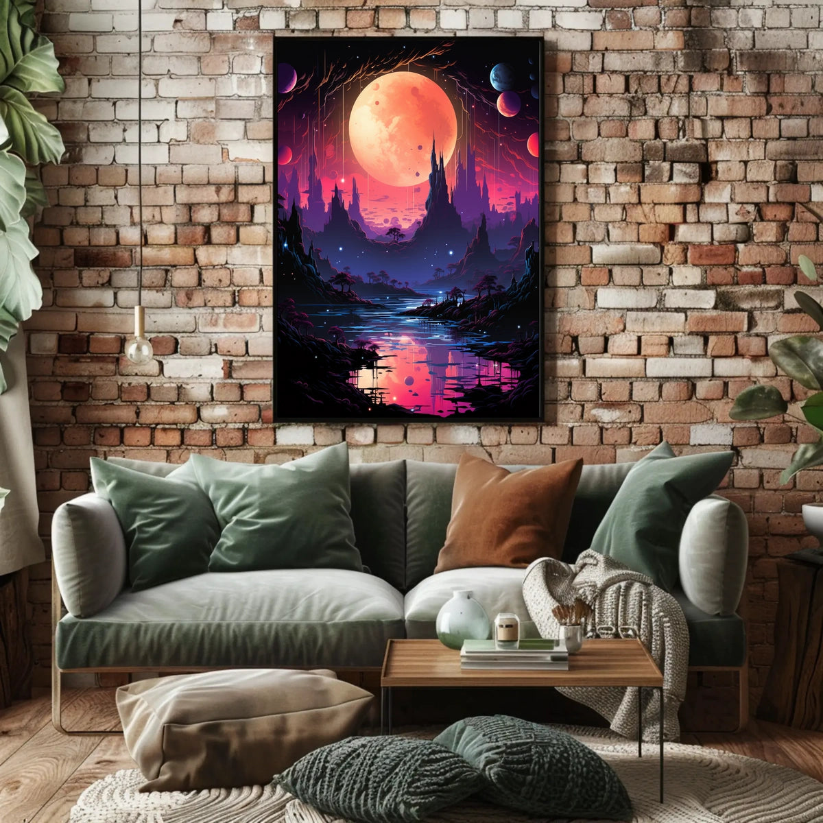 Surreal Cosmic Landscape: Vibrant Alien World Poster
