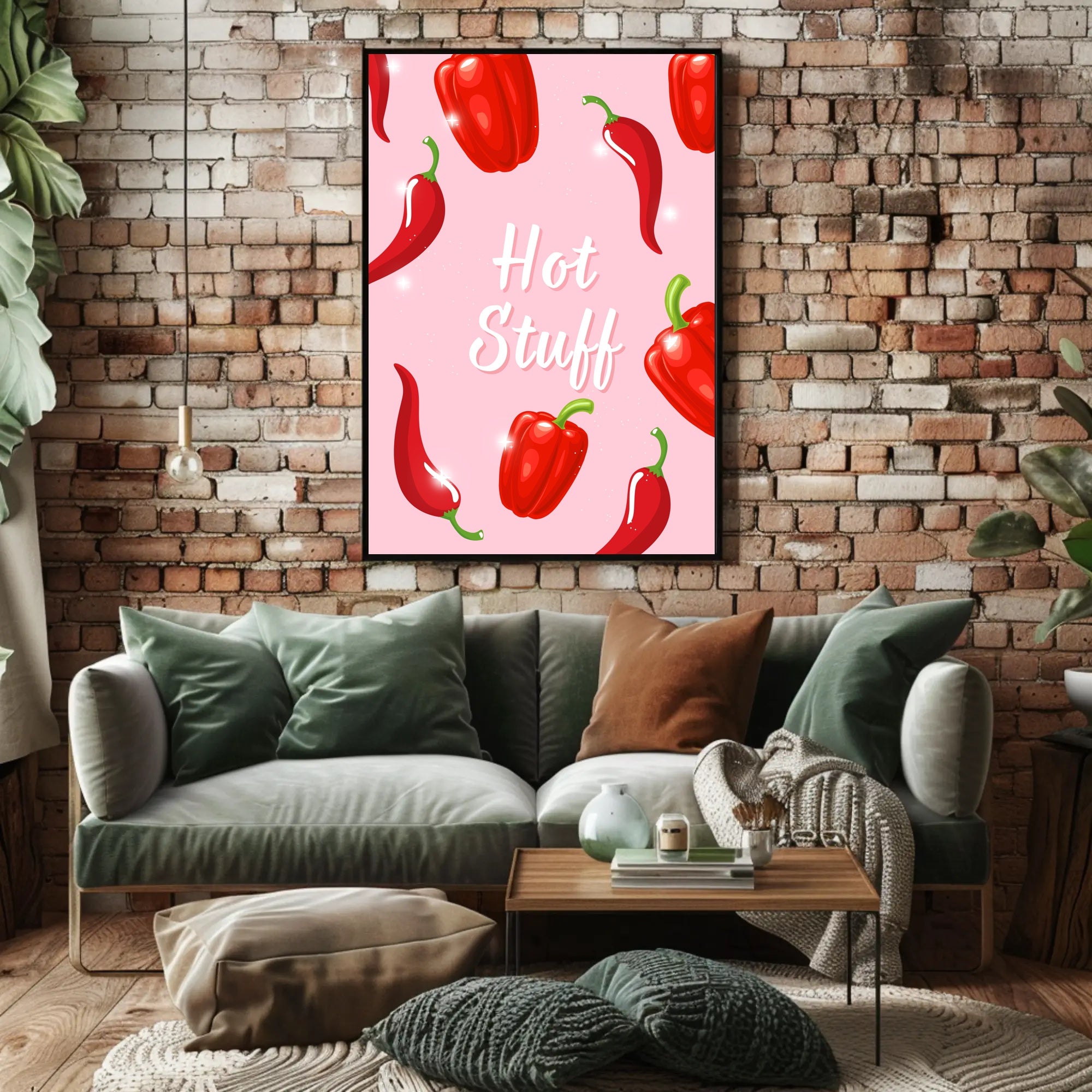 Spicy Peppers Illustration: Abstract Artistic Poster PosterGoat