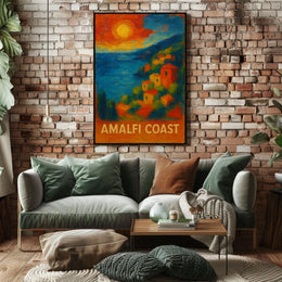 Amalfi Coast Poster Wall Art for Coastal Home Decor