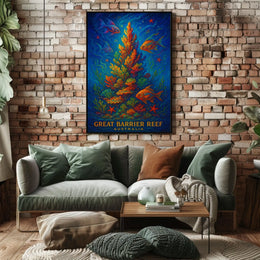 Great Barrier Reef Vintage Art Poster Print