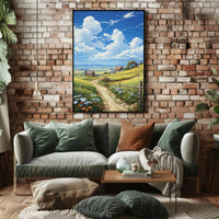 Idyllic Countryside Landscape Bright Artistic Rural Poster