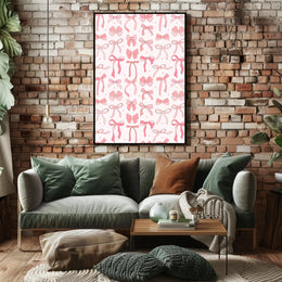 Pink Bow Artwork: Modern Design Feminine Abstract or Artistic Poster PosterGoat