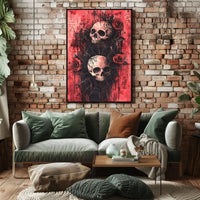 Dark Gothic Skulls with Roses Artistic or Pop Culture Poster