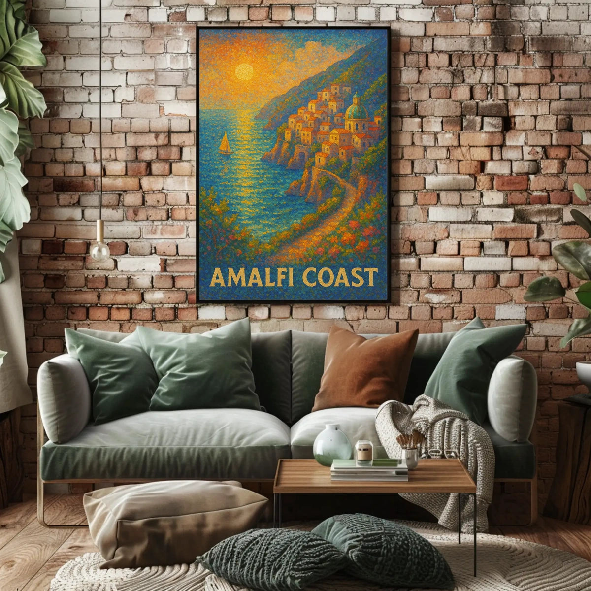 Amalfi Coast Poster Wall Art 18x24 Inch Print Coastal Decor