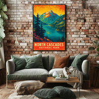 North Cascades Sunrise Adventure Vintage Poster