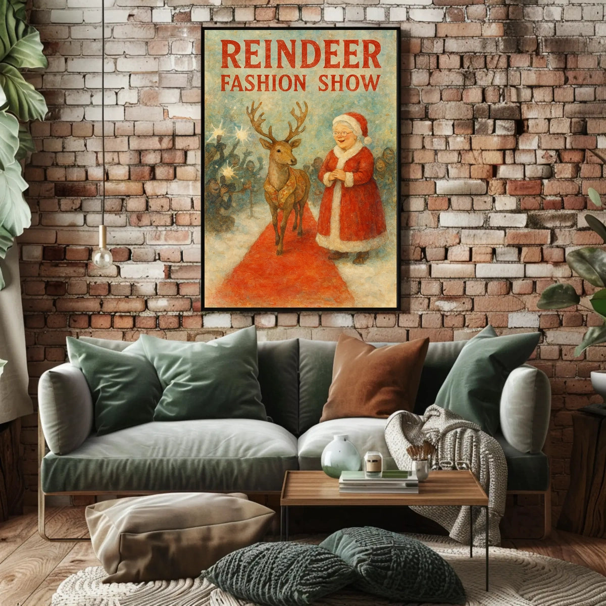 Reindeer Fashion Show Festive Illustration Animal Poster