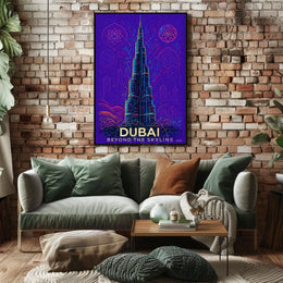 Dubai Skyline Burj Khalifa Futuristic Sci-Fi Poster
