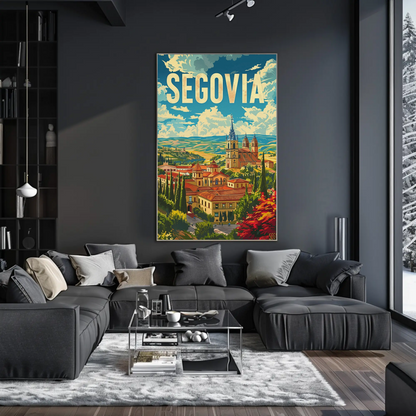 Segovia Cityscape Skyline and Architecture Travel Poster