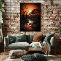 Serene Sunset Over Reflective Lake National Park Poster