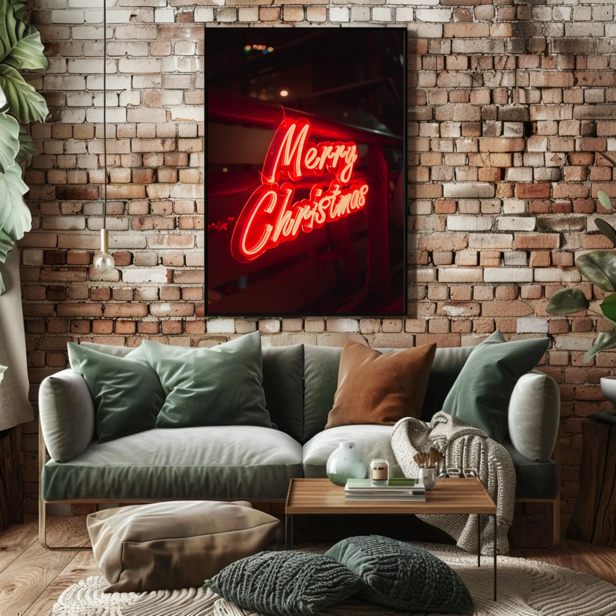 Merry Christmas Neon Glow Poster