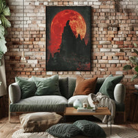 Blood Moon Wolf Fantasy Nightscape Poster PosterGoat
