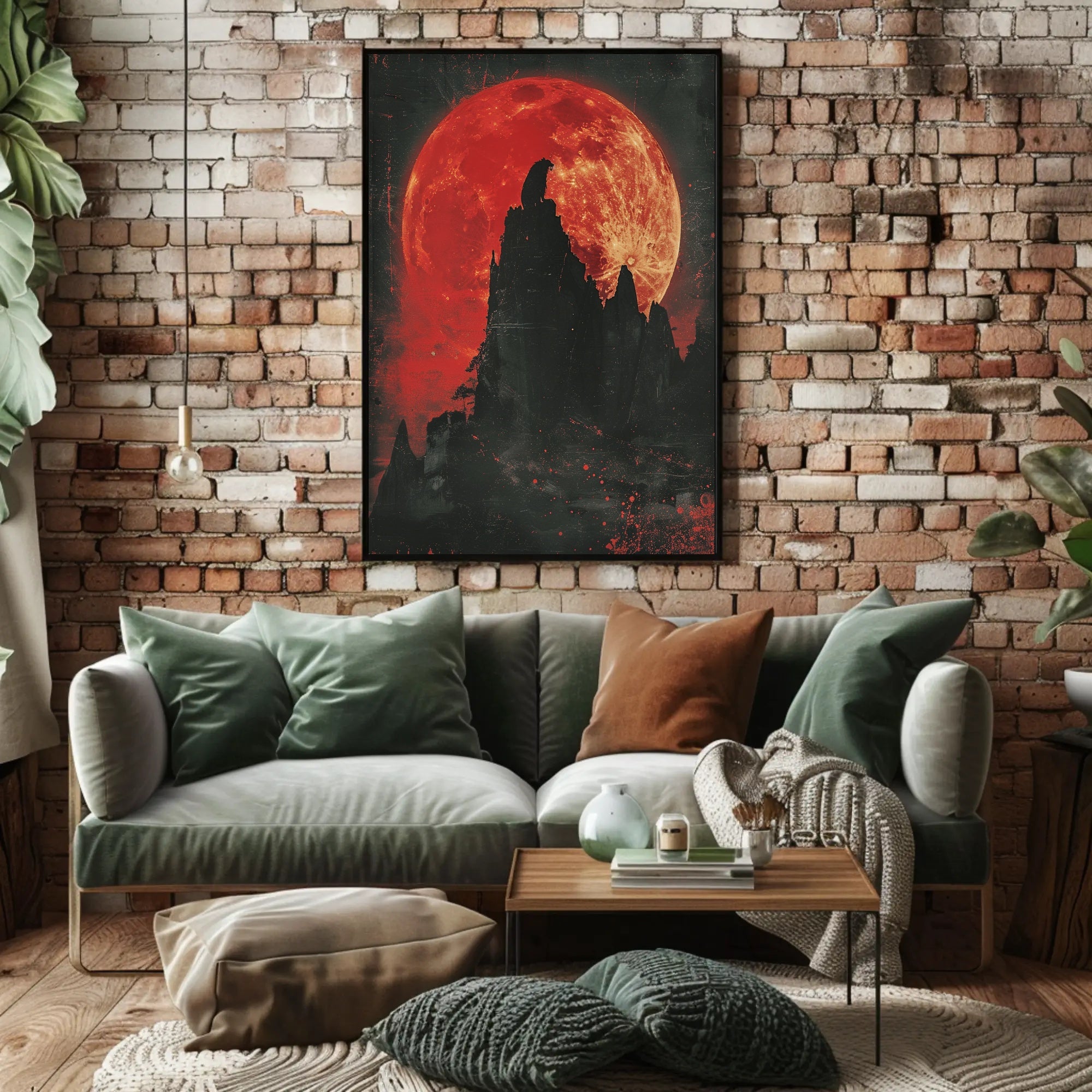Blood Moon Wolf Fantasy Nightscape Poster PosterGoat