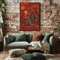 Mrs. Claus Knitting Scarves Poster