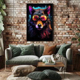 Wolf with Reflective Goggles: Futuristic Sci-Fi Poster
