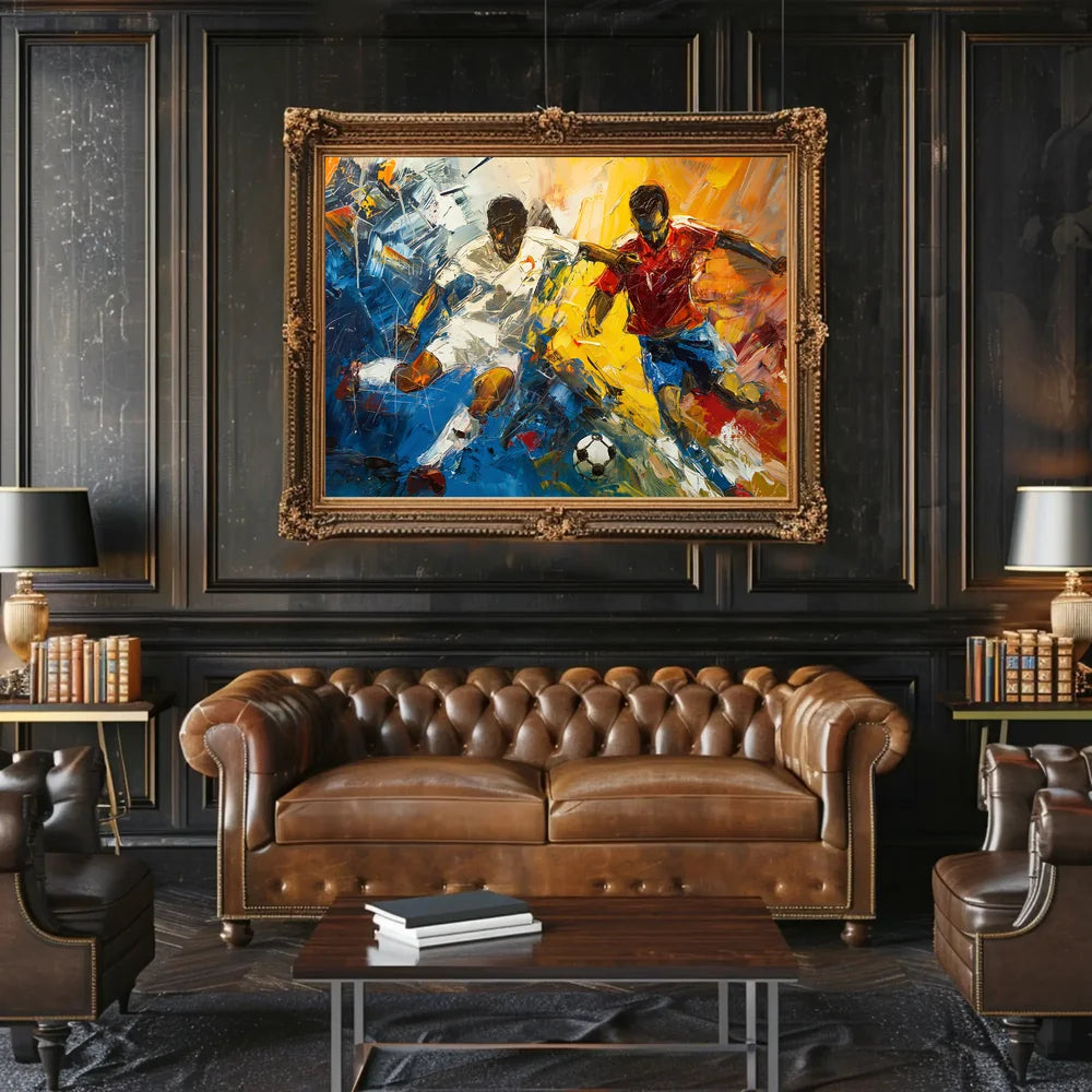 Dynamic Soccer Match Abstract Art Poster Print