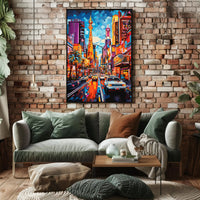Vibrant Cityscape Mosaic with Eiffel Tower Artistic Poster