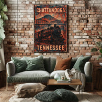Chattanooga Steam Locomotive Nostalgia Steampunk Americana Heritage Travel Poster