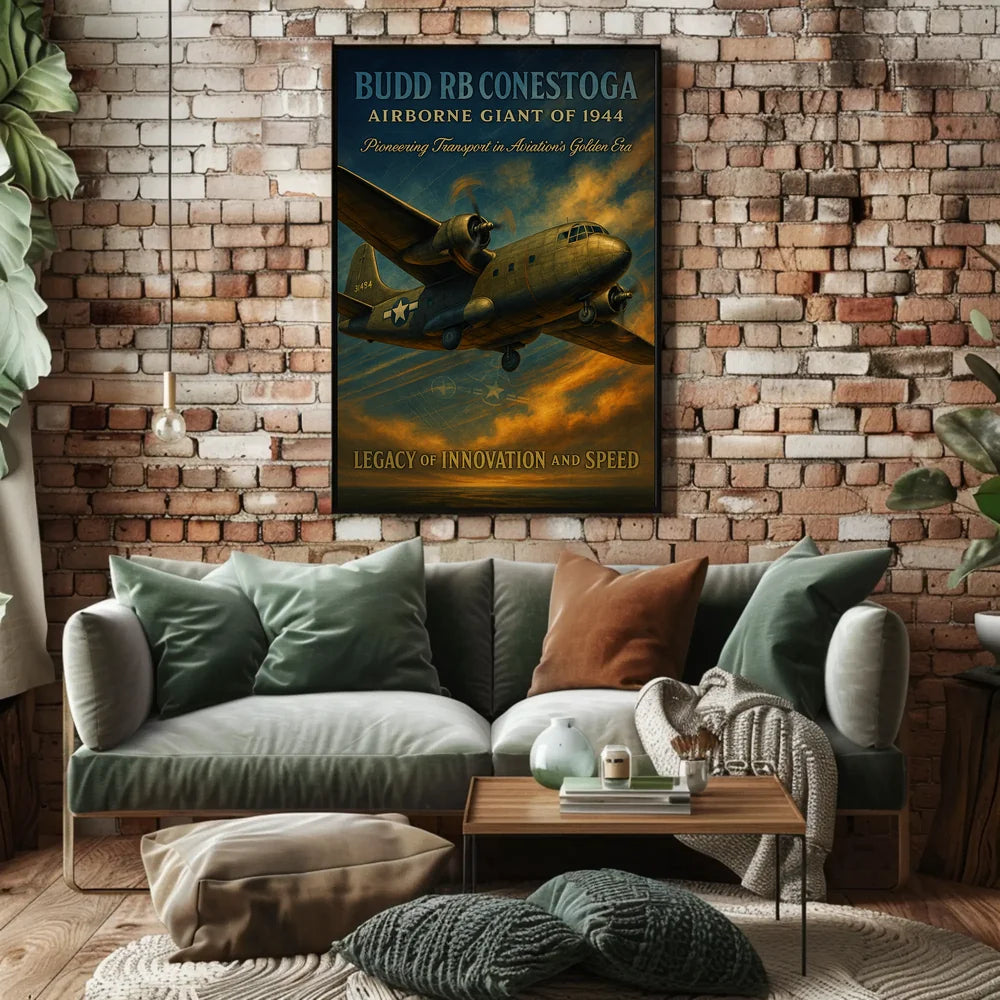 Budd RB Conestoga WWII Aircraft Vintage Poster PosterGoat