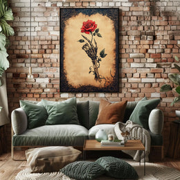 Skeletal Hand and Rose Artistic, Abstract, Pop Culture Poster